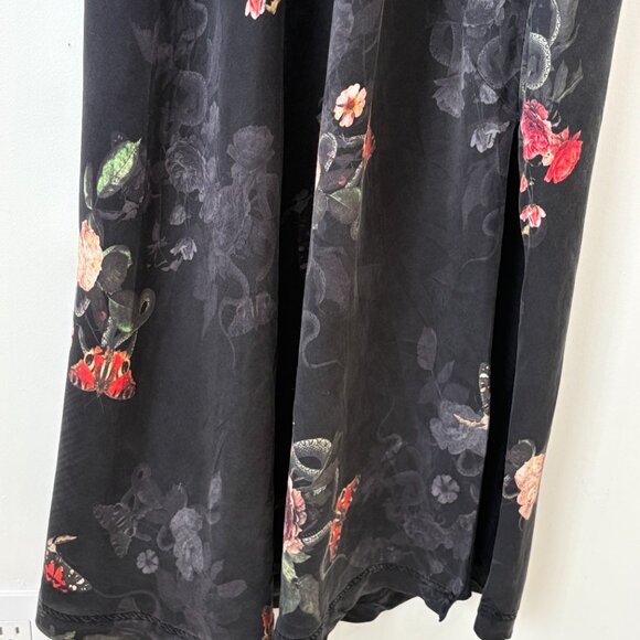 All Saints Melody Nancy Midi Dress Silk Blend Floral Sz 6 Cocktail Edgy Goth - Picture 8 of 13